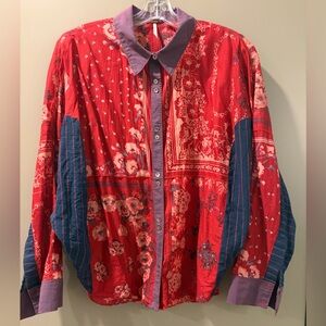 Free People Patterned red shirt